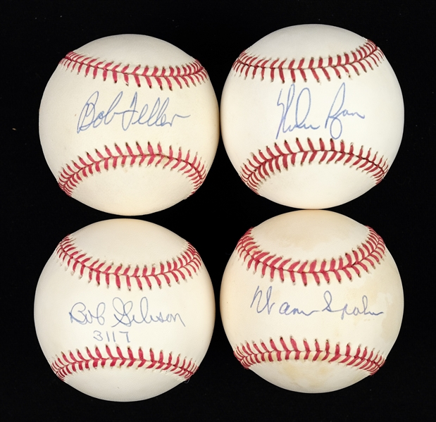 Lot of 4 Hall of Fame Pitchers Autographed Baseballs w/Nolan Ryan