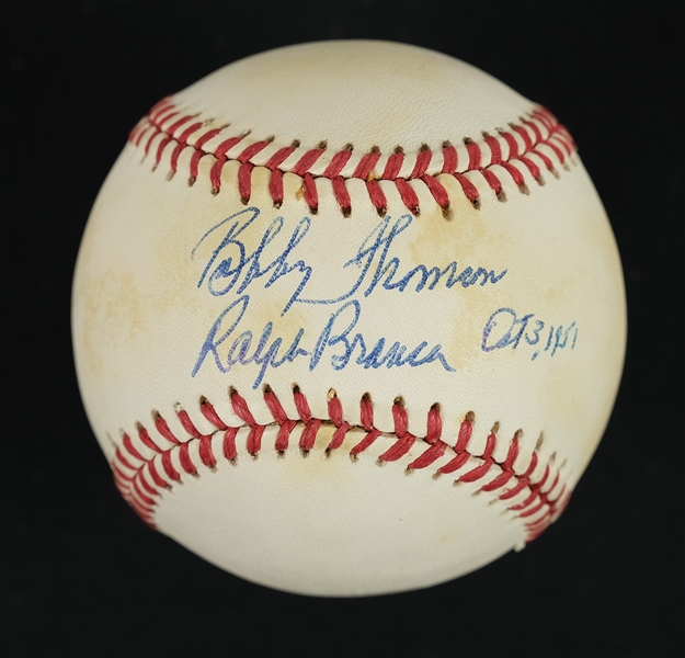 Bobby Thomson & Ralph Branca "Shot Heard Round the World" Autographed Baseball JSA