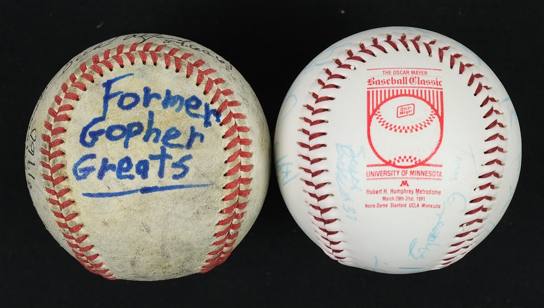 Minnesota Gophers Lot of 2 Autographed Baseballs