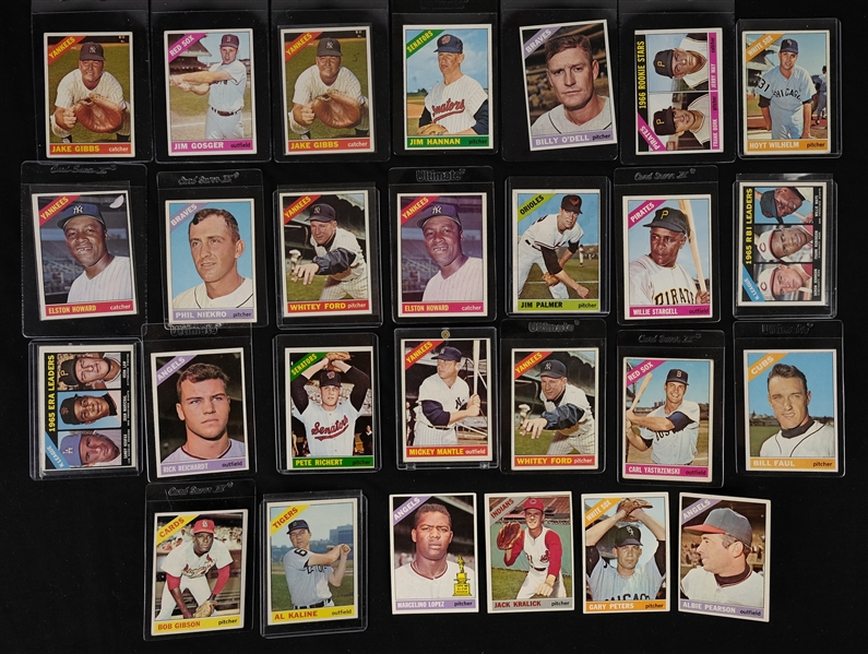 Collection of 1966 Topps Baseball Cards w/Mickey Mantle 