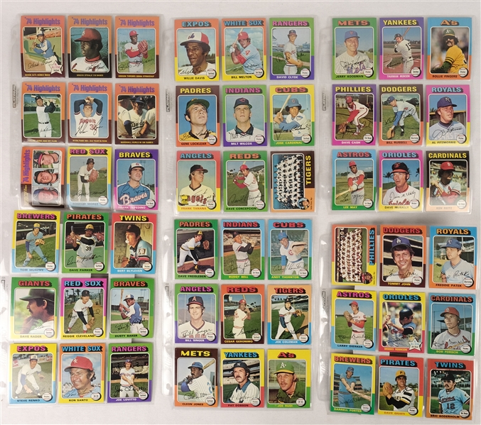 Vintage 1975 Topps Baseball Card Set w/George Brett & Robin Yount Rookie Cards