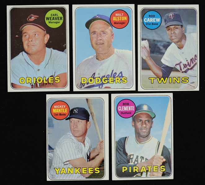 Collection of 1969 Topps Baseball Cards w/Mickey Mantle