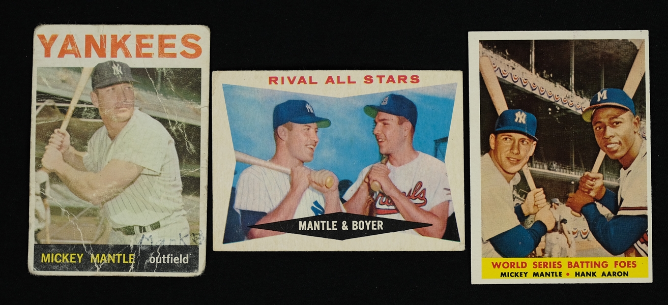 Mickey Mantle Lot of 3 Baseball Cards w/1964 Topps