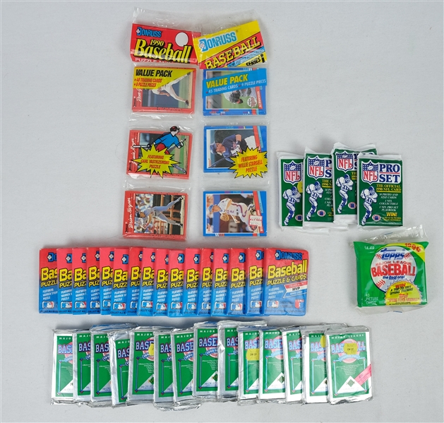 Collection of 37 Unopened Packs of Baseball & Football Cards