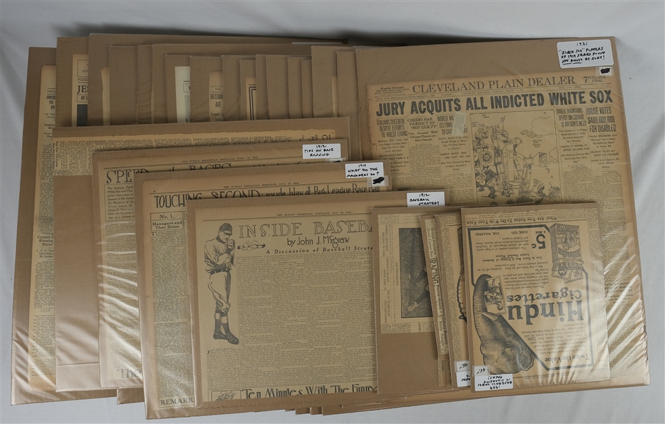 Collection of 25 Vintage Full Page Newspaper Articles w/Black Sox