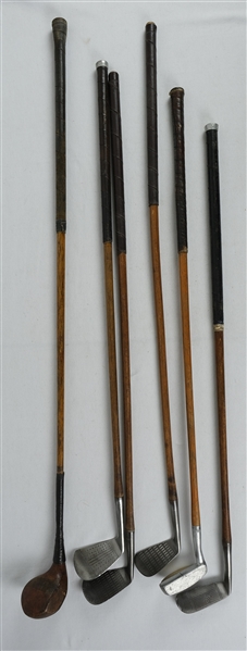 Collection of Vintage Wood Shaft Golf Clubs