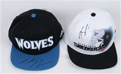 Andrew Wiggins & Karl-Anthony Towns Autographed Hats JSA
