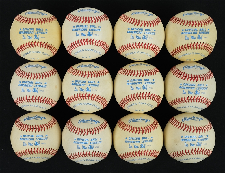 One Dozen Official American League Lee MacPhail Rawlings Baseballs w/Original Box