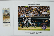 Jim Thome & Joe Nathan Autographed Lot w/600th HR Photo & 255th Save Ticket