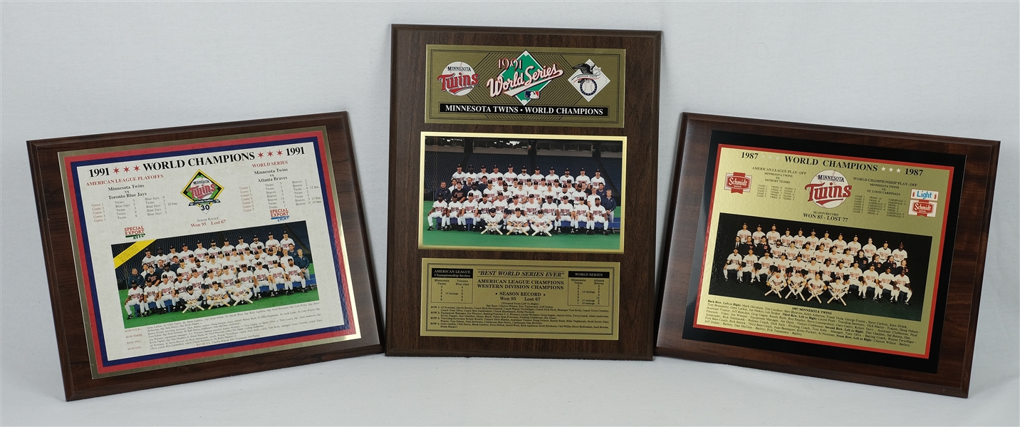 Minnesota Twins 1987 & 1991 World Series Championship Plaques