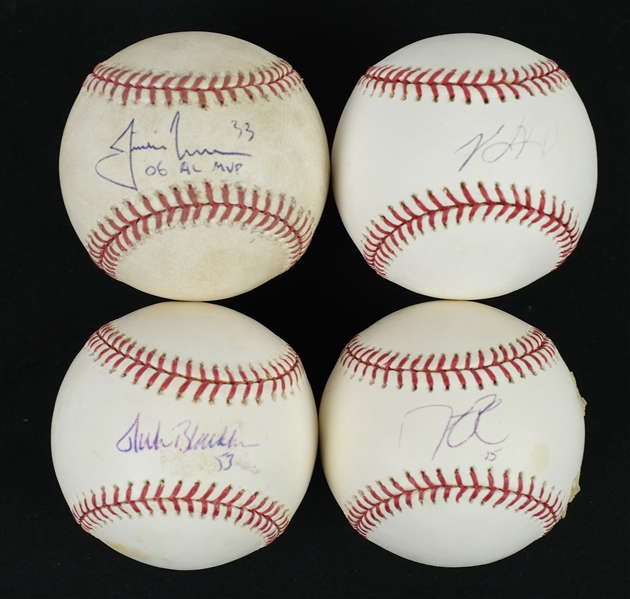 Lot of 4 Autographed Baseballs w/Justin Morneau MLB