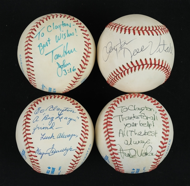 Lot of 4 Autographed Baseballs w/Dick Vitale