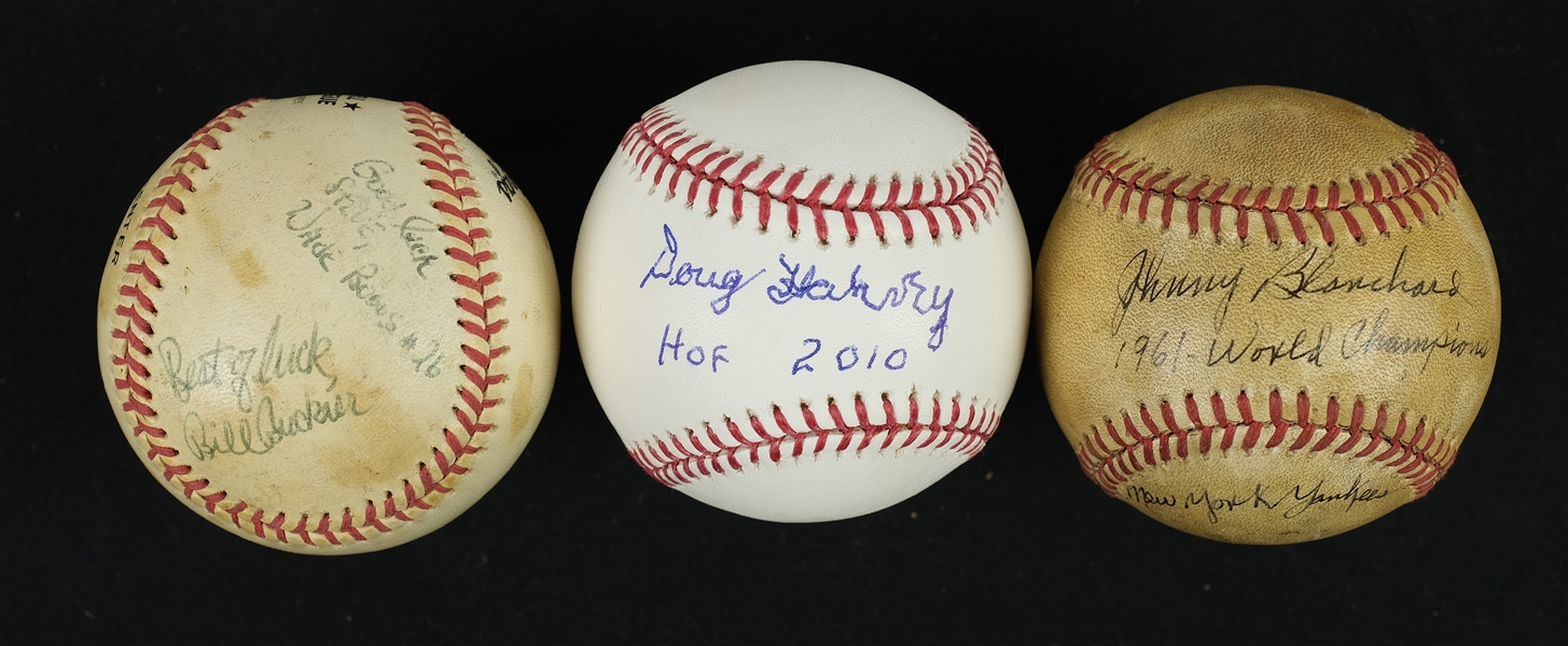 Lot of 3 Autographed Baseballs w/Red Sox Boggs Rice & Clemens JSA & Beckett