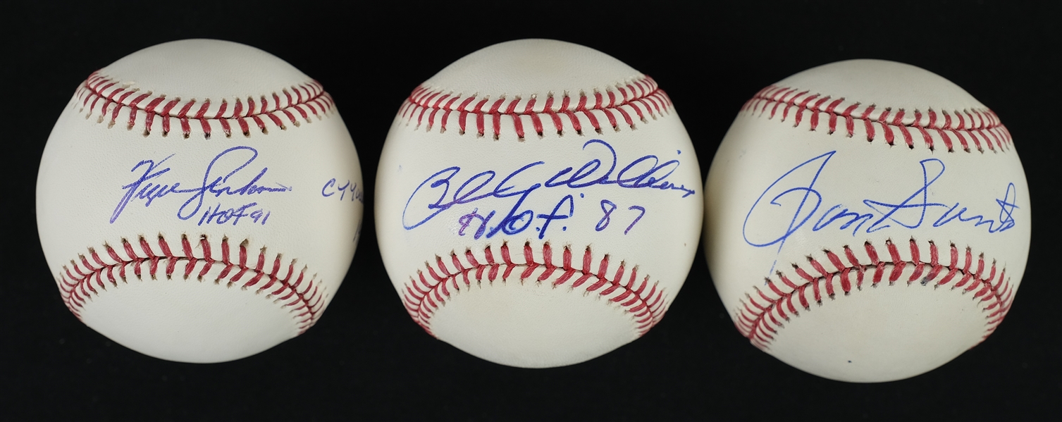 Ron Santo Fergie Jenkins & Billy Williams Autographed Baseballs