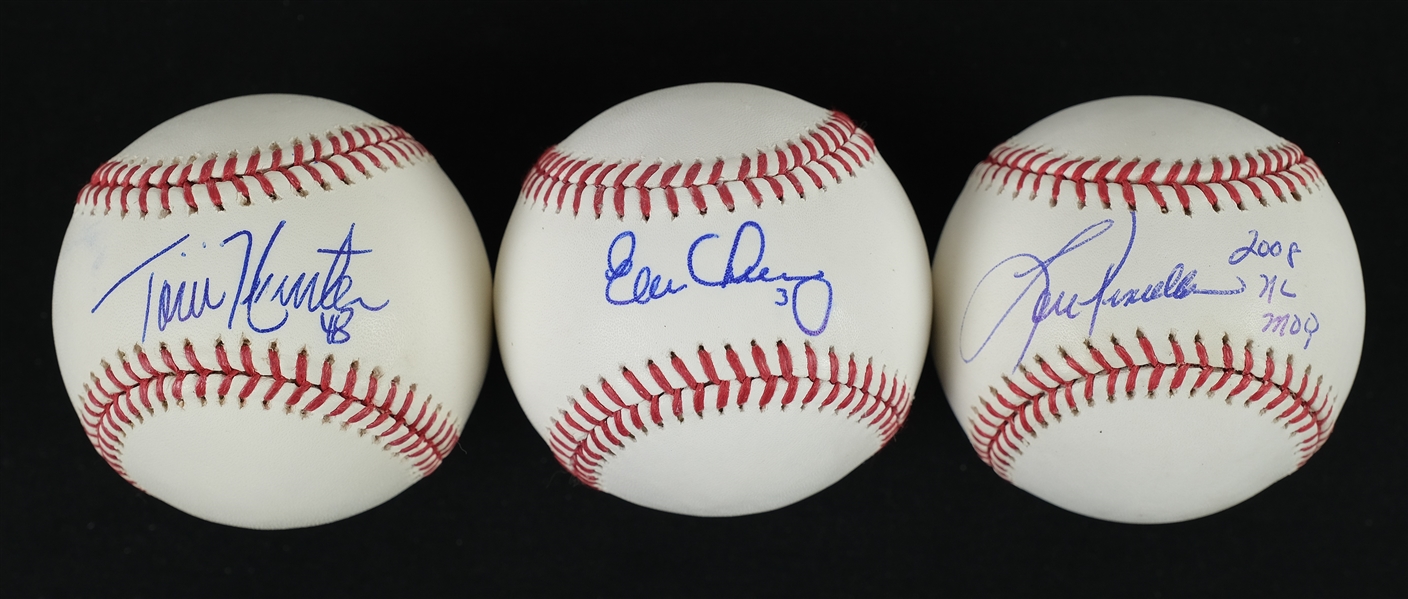 Lou Pinella Torii Hunter & Evan Longoria Autographed Baseballs