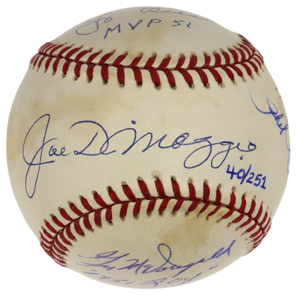 Multi Signed 1951 Yankees HOF & MVPs w/Joe DiMaggio Yogi Berra Phil Rizzuto & Gil McDougald # 40/251 Steiner
