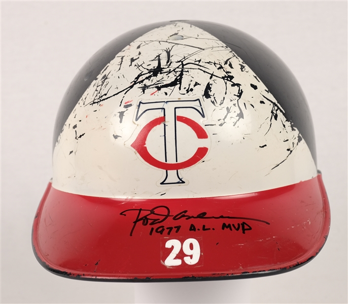Rod Carew 1977 Game Used & Autographed Batting Helmet w/John Taube J.T. Sports & JSA LOA
