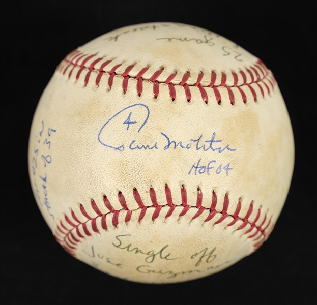 Paul Molitor 1987 Game Used & Autographed Hit Streak Baseball From 25th of 39 Games w/ Player Provenance