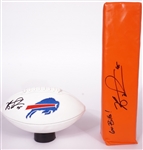 Lot of 2 Kyle Williams Autographed Buffalo Bills Football & Pylon w/ Inscription Beckett