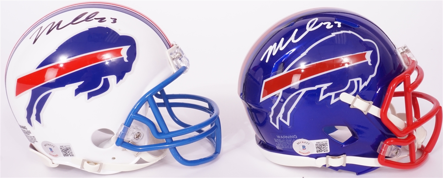 Lot of 2 Micah Hyde Autographed Buffalo Bills Mini Helmets Beckett