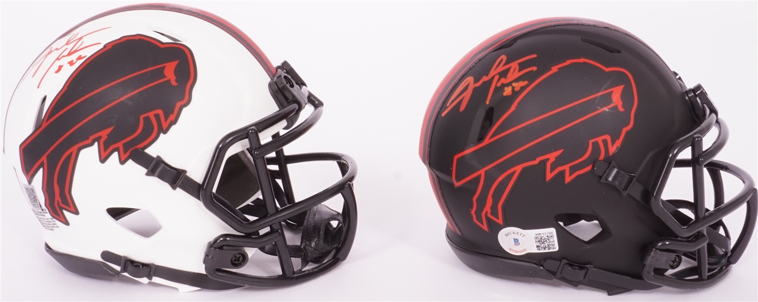 Lot of 2 Fred Jackson Autographed Buffalo Bills Mini Helmets Beckett