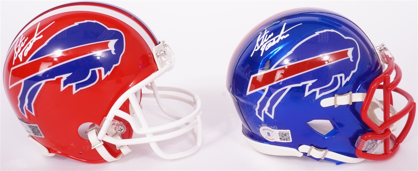 Lot of 2 Steve Tasker Autographed Buffalo Bills Mini Helmets Beckett