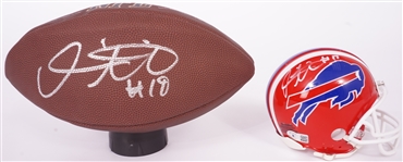 Spencer Brown Autographed Buffalo Bills Mini Helmet and Football Beckett