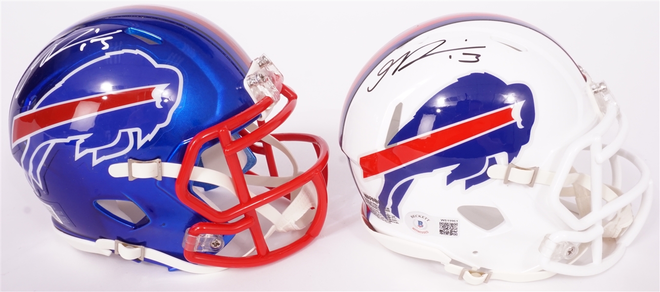 Lot of 2 Gabe Davis Autographed Buffalo Bills Mini Helmets Beckett