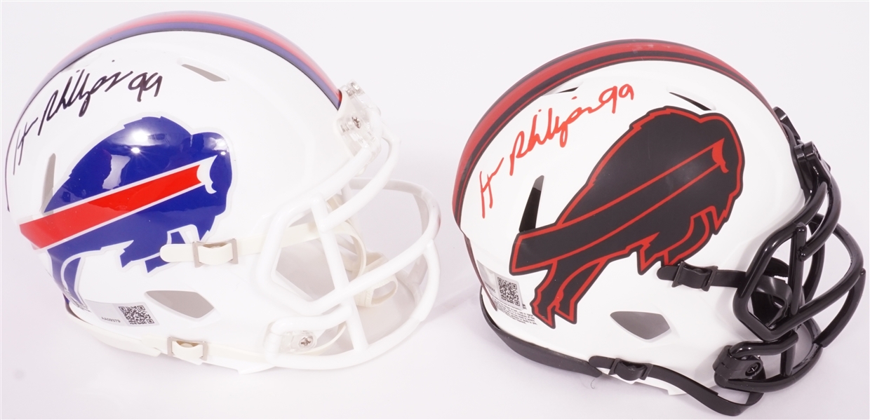 Lot of 2 Harrison Phillips Autographed Buffalo Bills Mini Helmets