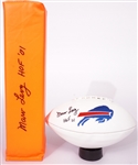 Lot of 2 Marv Levy Autographed & Inscribed Pylon & Buffalo Bills Football Beckett