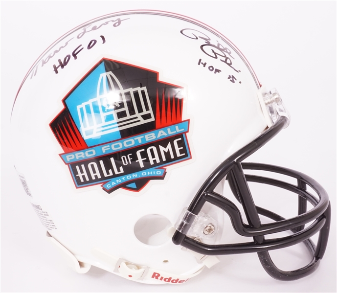 Bill Polian & Marv Levy Autographed & Inscribed HOF Mini Helmet Beckett
