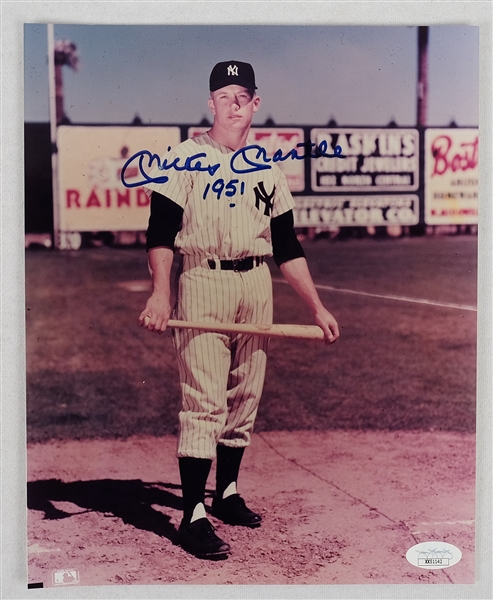 Mickey Mantle Autographed & Inscribed 1951 Autographed 8x10 Photo JSA