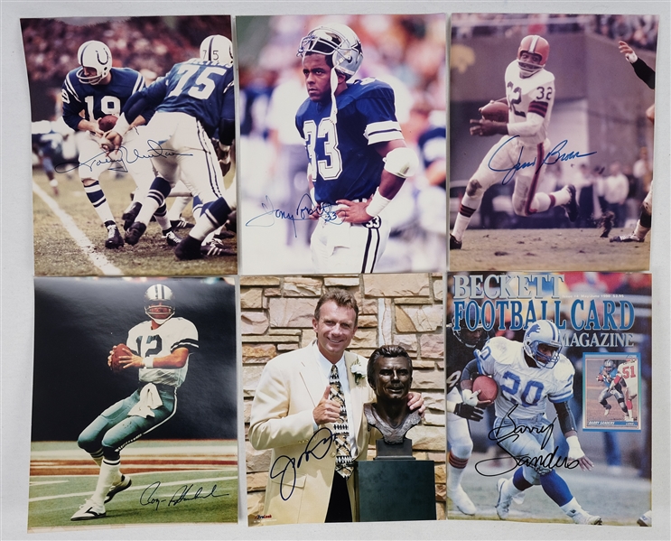 NFL Legends Lot of 6 Autographed Photos w/Johnny Unitas & Jim Brown