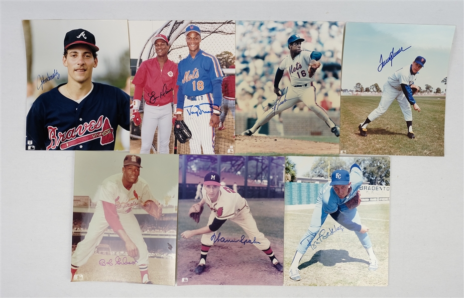 MLB Lot of 7 Autographed 8x10 Photos w/Tom Seaver & Warren Spahn