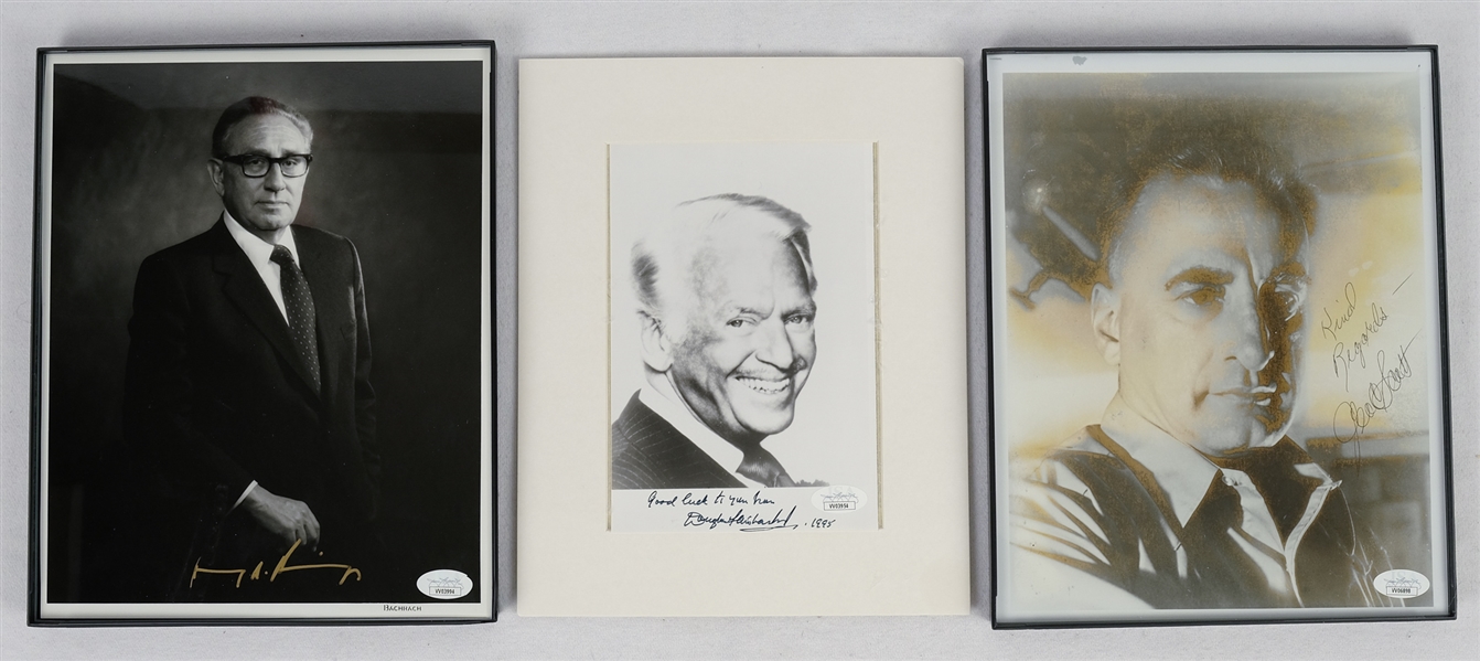Lot of 3 Autographed 8x10 Photos w/George C. Scott Henry Kissinger & Douglas Fairbanks JSA