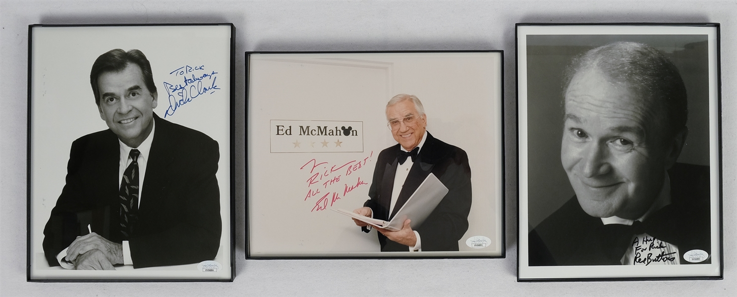 Lot of 3 Autographed 8x10 Photos w/Dick Clark Red Buttons & Ed McMahon JSA