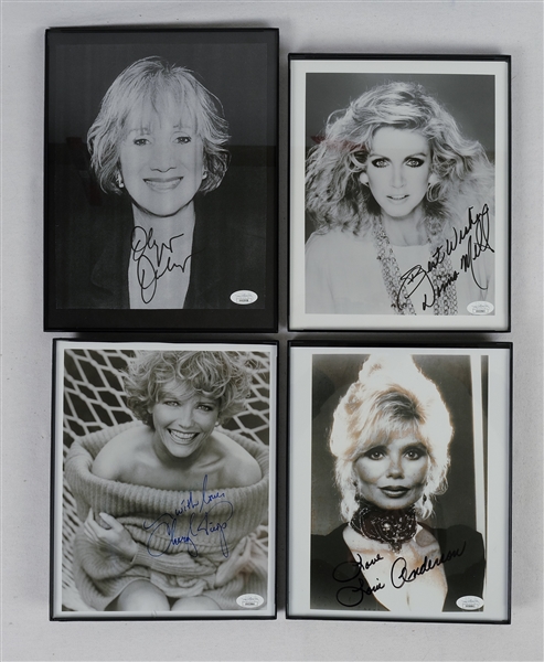 Lot of 4 Autographed 8x10 Photos w/ Loni Anderson Cheryl Tiegs Olympia Dukakis & Donna Mills JSA