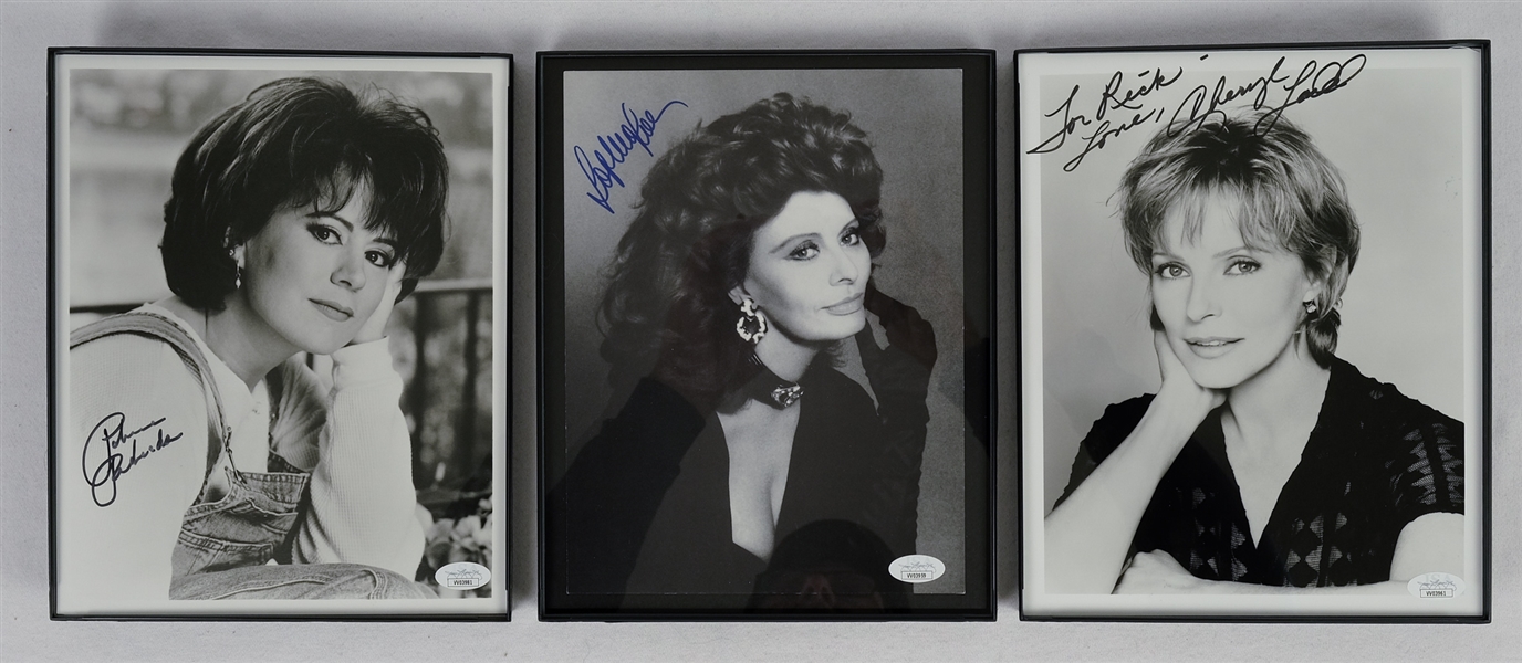 Lot of 3 Autographed 8x10 Photos w/Patricia Richardson Cheryl Ladd & Sophia Loren JSA