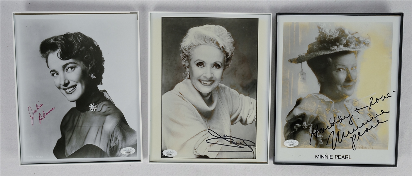Lot of 3 Autographed 8x10 Photos w/Julie Adam Minnie Pearl & Jane Powell JSA