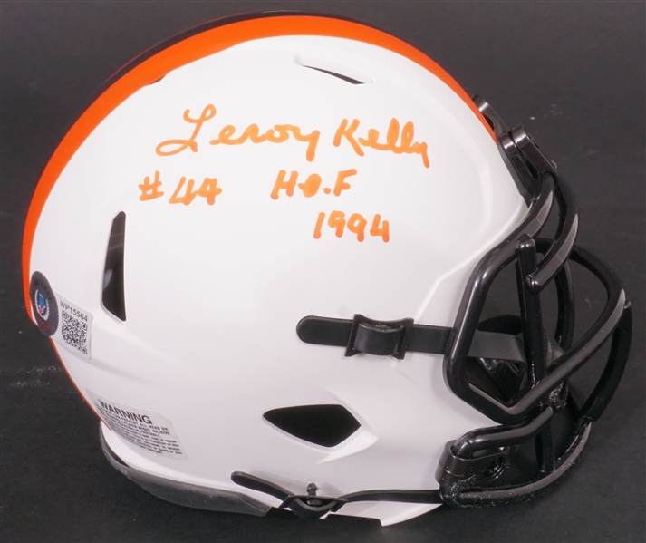 Leroy Kelly Autographed & Inscribed Cleveland Browns Mini Helmet Beckett