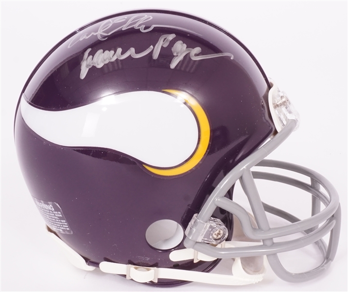 Purple People Eaters - Page, Marshall, Eller, Larsen Autographed Minnesota Vikings Mini Helmet Beckett