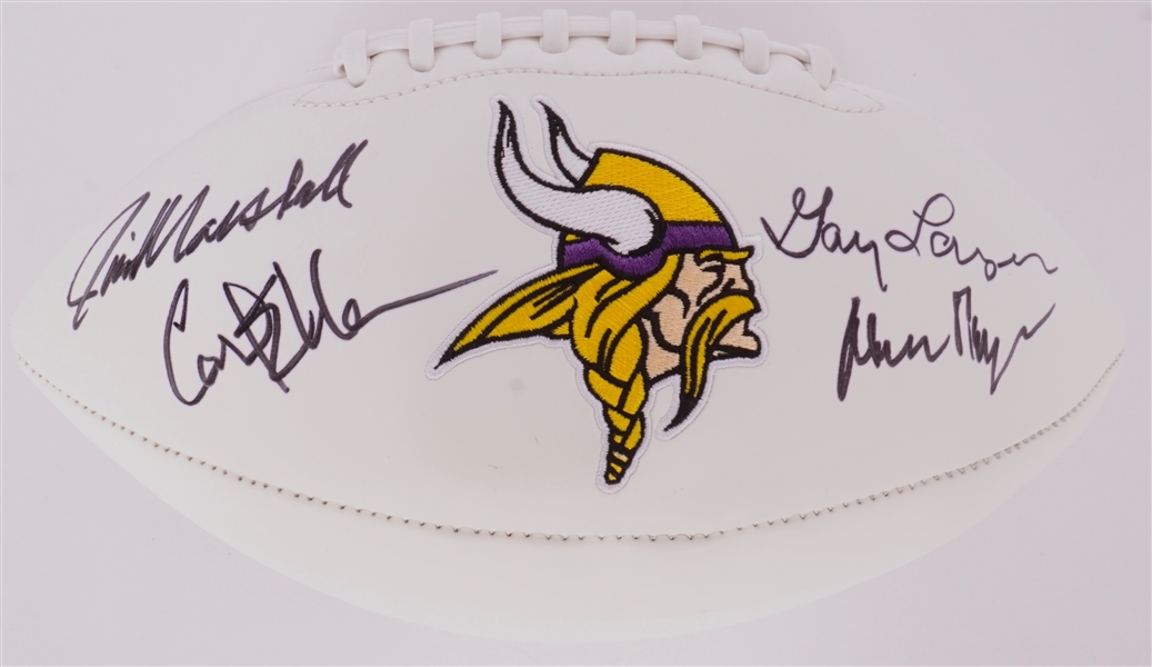 Purple People Eaters - Page, Marshall, Eller, Larsen Autographed Replica Football Beckett