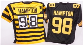 Lot of 2 Casey Hampton Autographed Pittsburgh Steelers Replica Jerseys Beckett