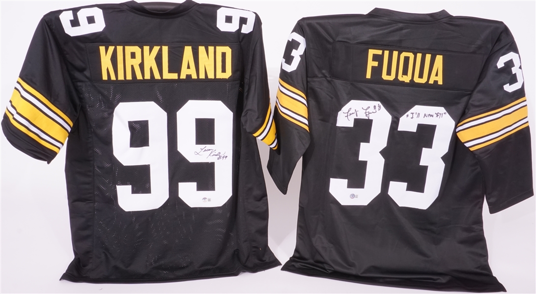 Lot of 2 Levon Kirkland & John Fuqua Autographed & Inscribed Pittsburgh Steelers Replica Jerseys Beckett