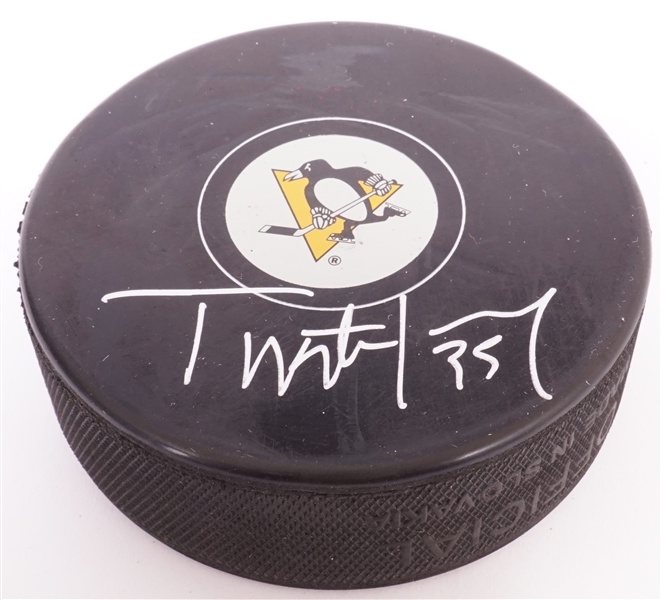 Tristan Jarry Autographed Penguins Logo Puck