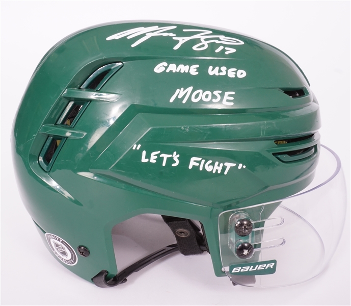 Marcus Foligno Game Used Autographed & Inscribed Minnesota Wild Hockey Helmet w/Player Provenance