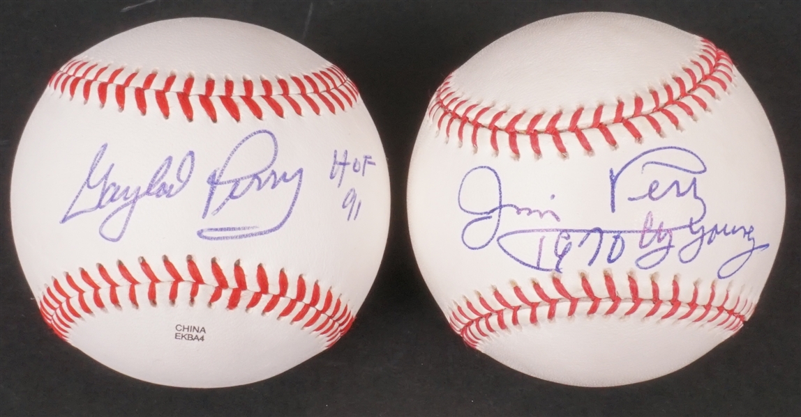 Lot of 2 Gaylord Perry & Jim Perry Autographed Baseballs Beckett