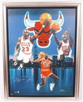 Michael Jordan Autographed Chicagos Finest Parson Framed Giclee on Canvas 35x45 LE #23/123 UDA
