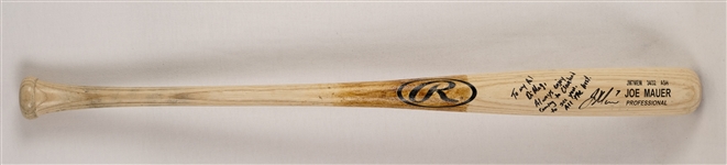 Joe Mauer 2015 Minnesota Twins Game Used & Autographed Bat