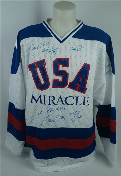 Jim Craig RARE Autographed Limited Edition Miracle Movie Premier Jersey Signed by Wayne Gretzky Cal Ripken Jr. & Joe Montana